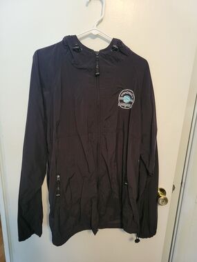 Men's Black Windbreaker Jacket with Hood